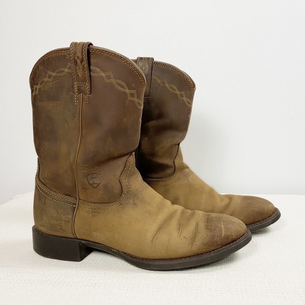 Ariat Men’s Brown Leather Cowboy Work Boots Size 9.5D